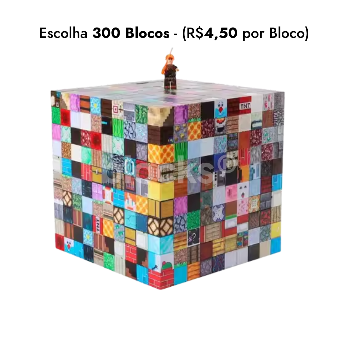 Kit de Blocos Sortidos de Construção Magnética Minecraft - Crie do seu Jeito!