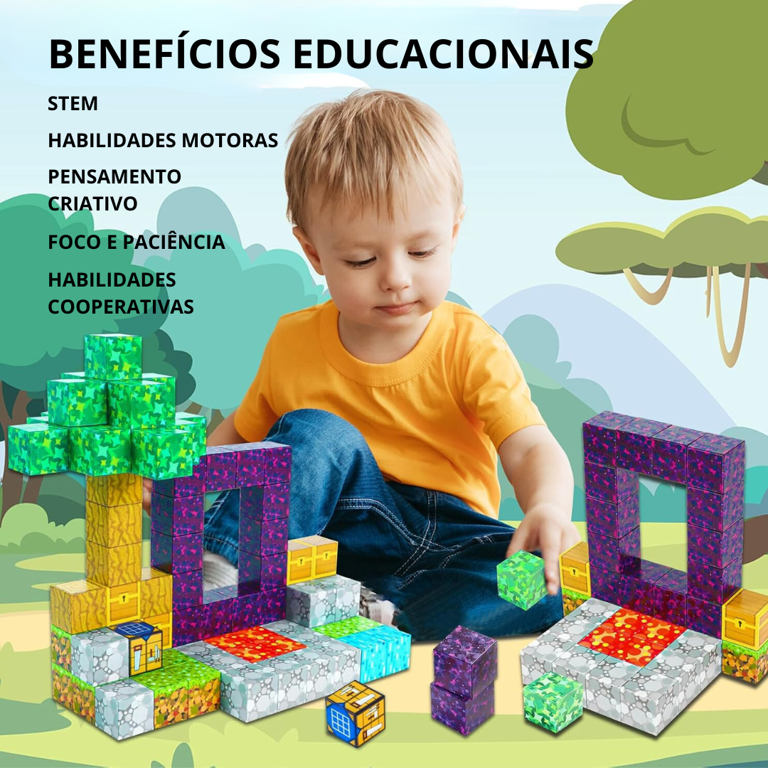 Portal do Nether Minecraft + 6 Bonecos Exclusivos - 32 / 48 / 77 Peças