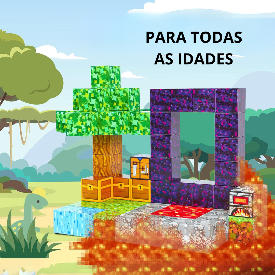 Esquenta Dia Das Crianças Portal do Nether Minecraft - 32 / 48 / 77 Peças (+5 Bonecos)