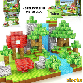 Blocos de Construção Magnética Minecraft (+ 3 Brindes) - 48/68/88 peças