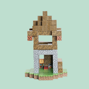 Blocos de Construção Magnética Minecraft - 80 Blocos + (3 Bonecos Exclusivos)