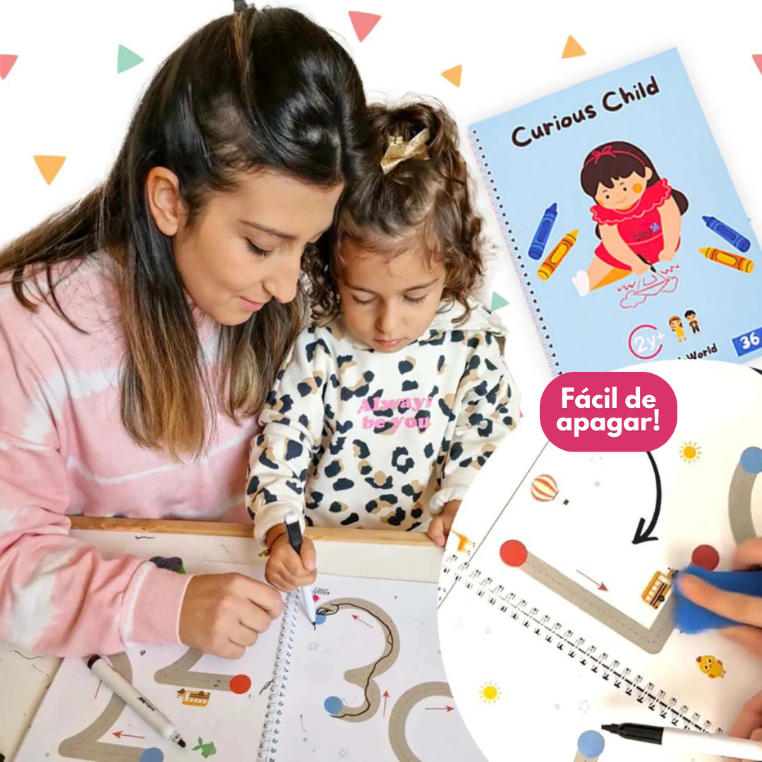 Caderno de Atividades Montessori: Prática de Escrita com Linhas, Números e Padrões (Indicado para +2 a 8 anos)