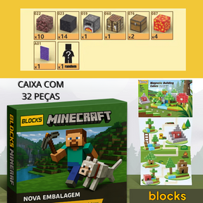 Portal do Nether Minecraft - 32 / 48 / 77 Peças + (5 Bonecos Grátis)