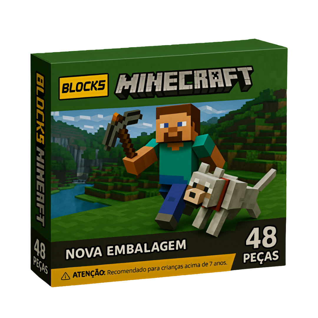 Esquenta Dia das Crianças Minecraft - 48 peças (+12 Bonecos de BRINDE Hoje)