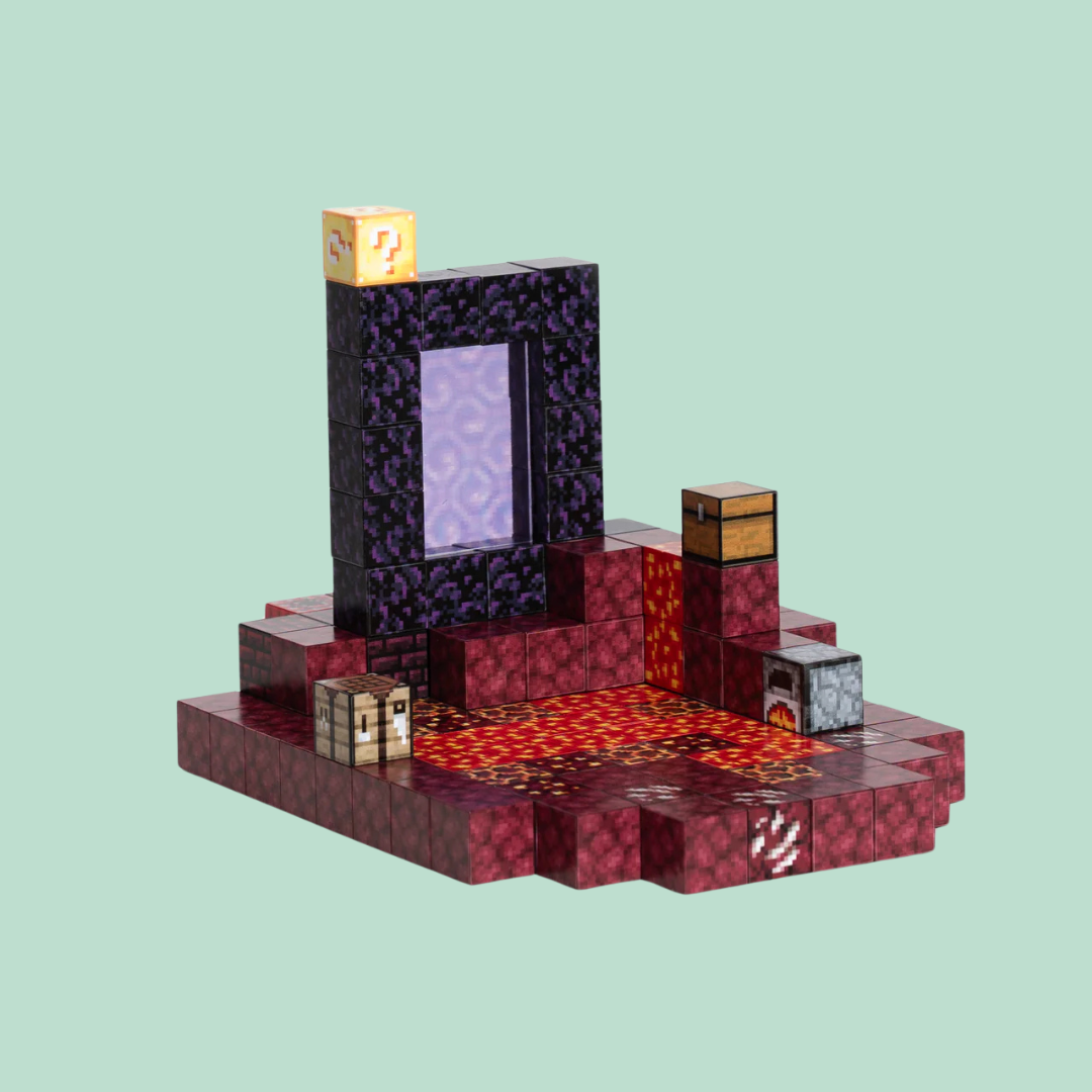 Portal do Nether Minecraft - 32 / 48 / 77 Peças (+5 Bonecos)