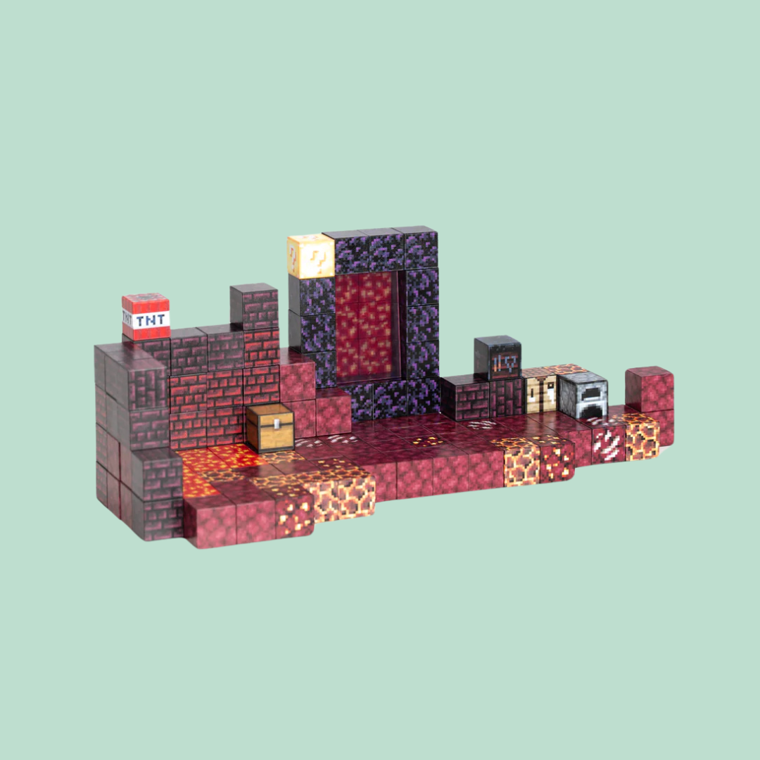 Portal do Nether Minecraft - 32 / 48 / 77 Peças (+5 Bonecos)