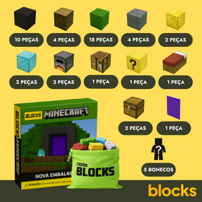 Esquenta Dia Das Crianças Portal do Nether Minecraft - 32 / 48 / 77 Peças (+5 Bonecos)