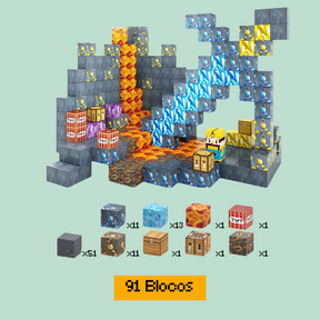 Blocos de Construção Minecraft (Edição Minas de Diamantes) - 53 / 62 / 91 Blocos (+5 Bonecos)