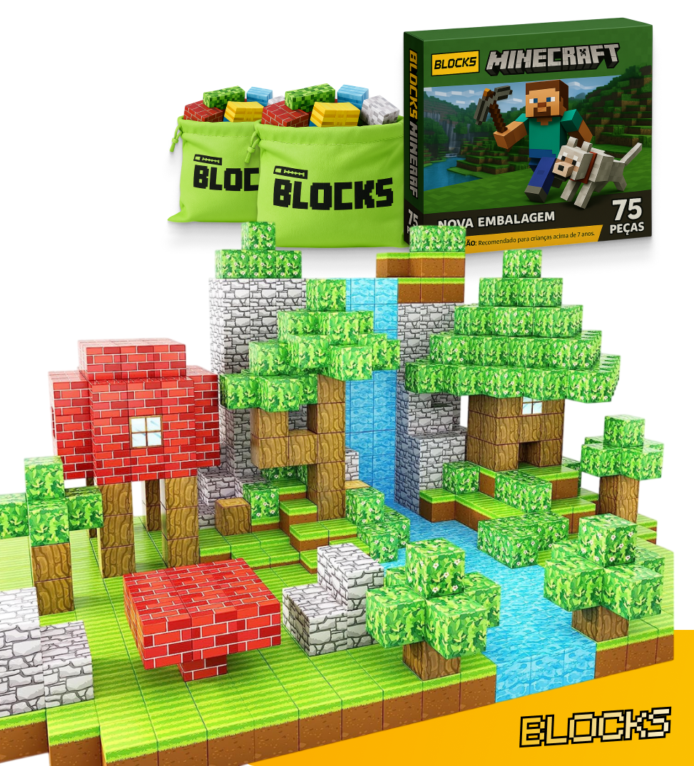 Blocos de Construção Magnética - 48/64/75 peças [+5 Bonecos GRÁTIS™]